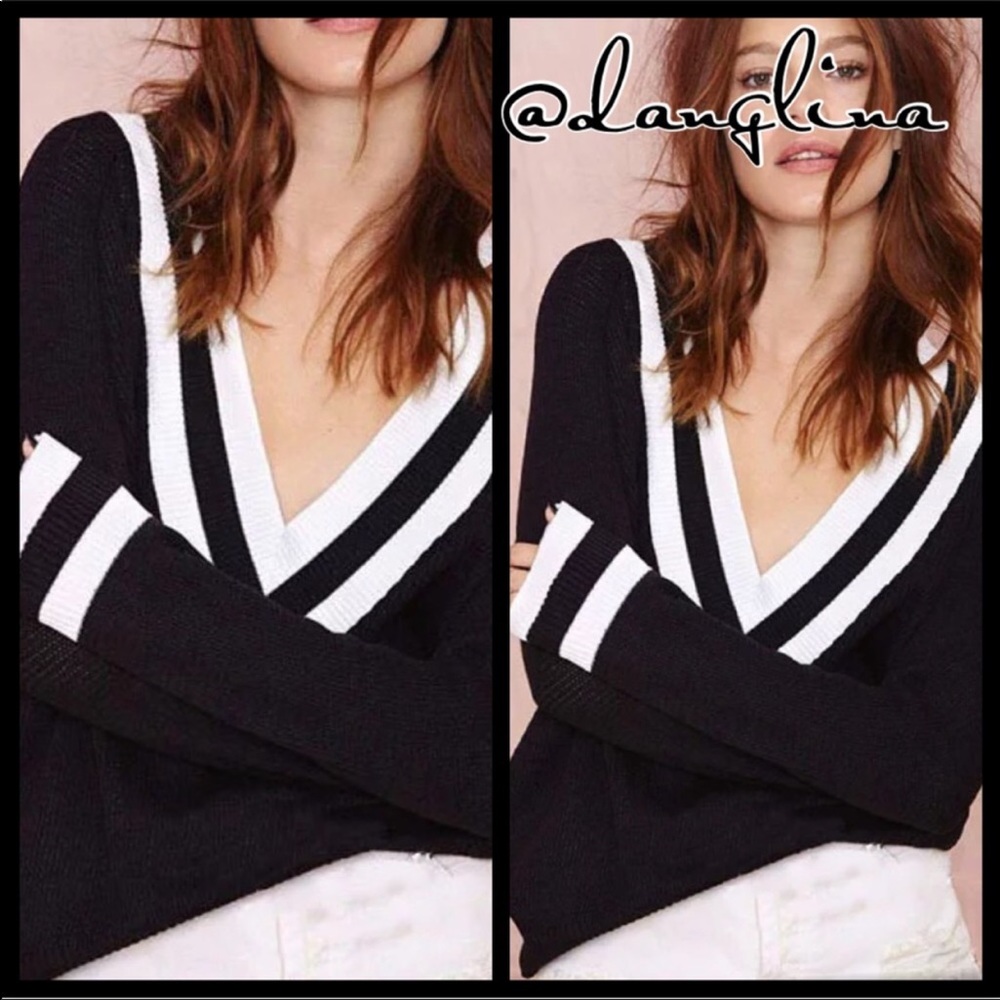 Black and white striped sweater